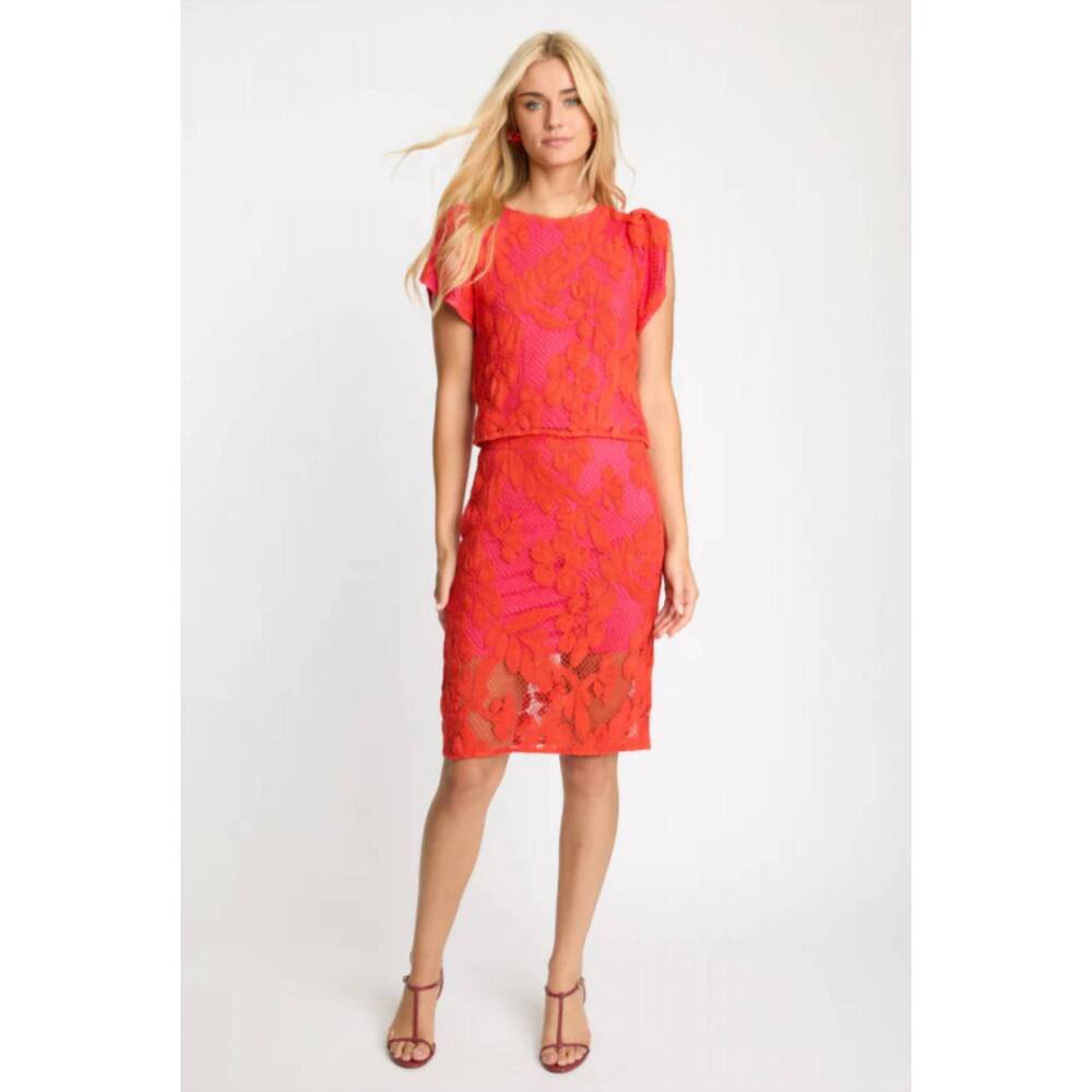 NEW CABALLERO judy cap sleeve top in raspberry lace